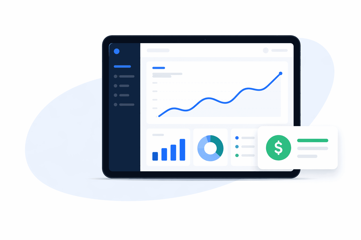 Painel financeiro com indicadores de gestão